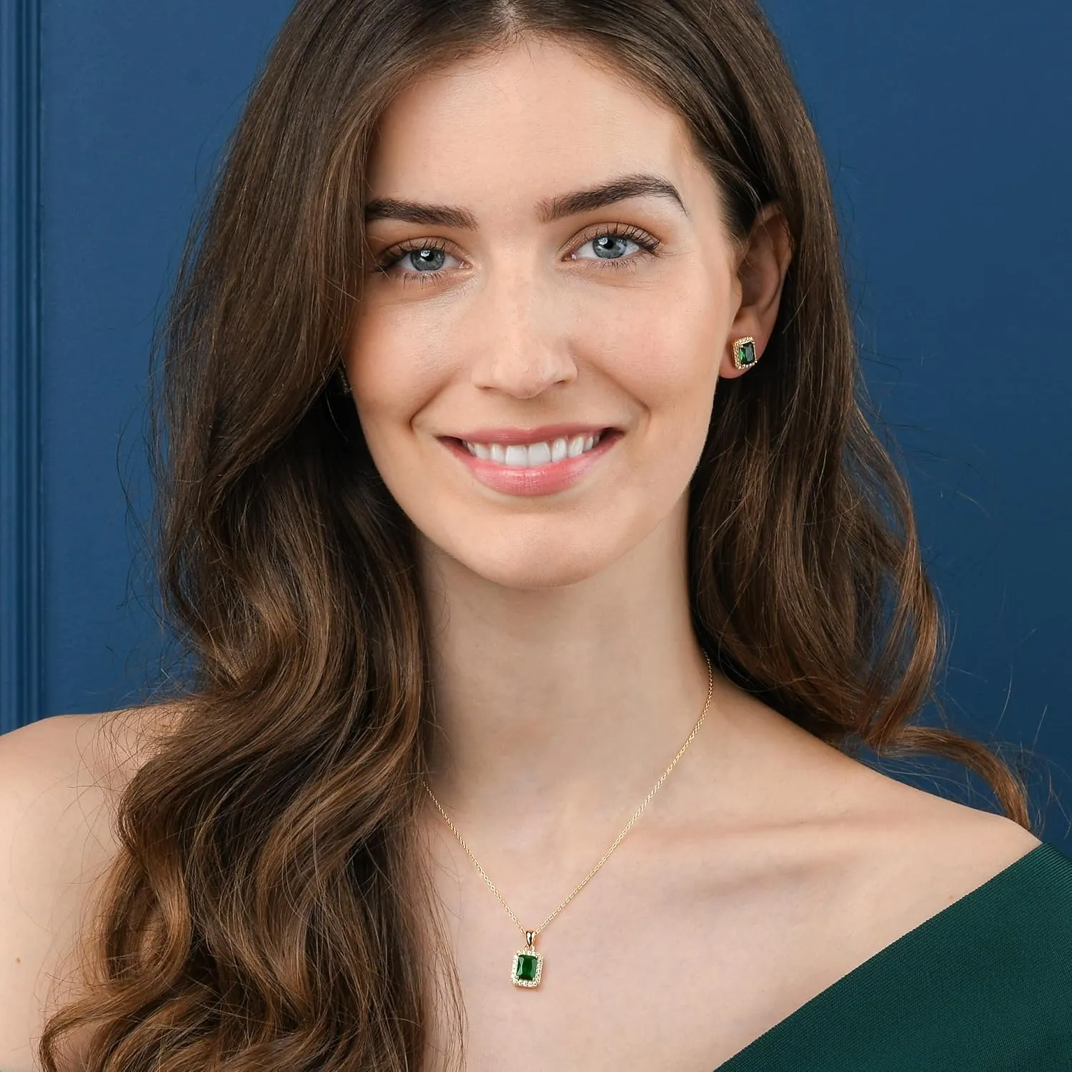 925 Sterling Silver Emerald Cut Stud Earrings for Women with White, Green, Blue, or Red Cubic Zirconia Stones, Emerald Cut Silver or Gold Earrings, Jewelry for Women with a Gift Box