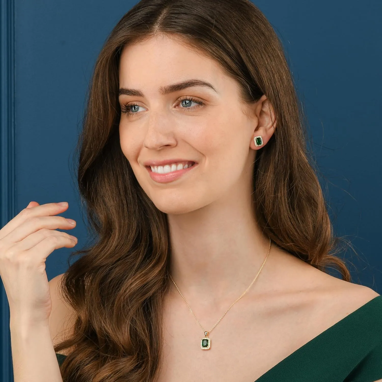925 Sterling Silver Emerald Cut Stud Earrings for Women with White, Green, Blue, or Red Cubic Zirconia Stones, Emerald Cut Silver or Gold Earrings, Jewelry for Women with a Gift Box
