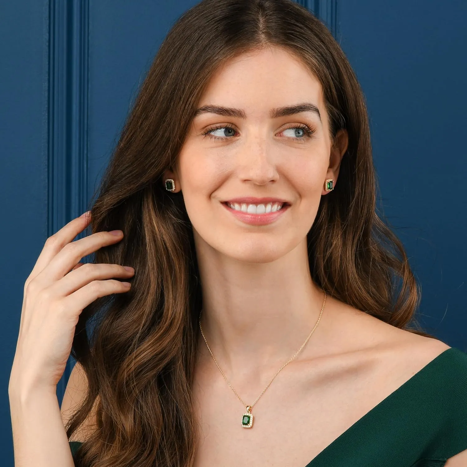 925 Sterling Silver Emerald Cut Stud Earrings for Women with White, Green, Blue, or Red Cubic Zirconia Stones, Emerald Cut Silver or Gold Earrings, Jewelry for Women with a Gift Box