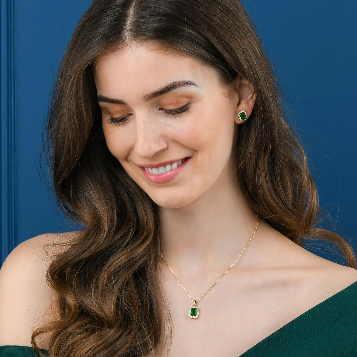 925 Sterling Silver Emerald Cut Stud Earrings for Women with White, Green, Blue, or Red Cubic Zirconia Stones, Emerald Cut Silver or Gold Earrings, Jewelry for Women with a Gift Box
