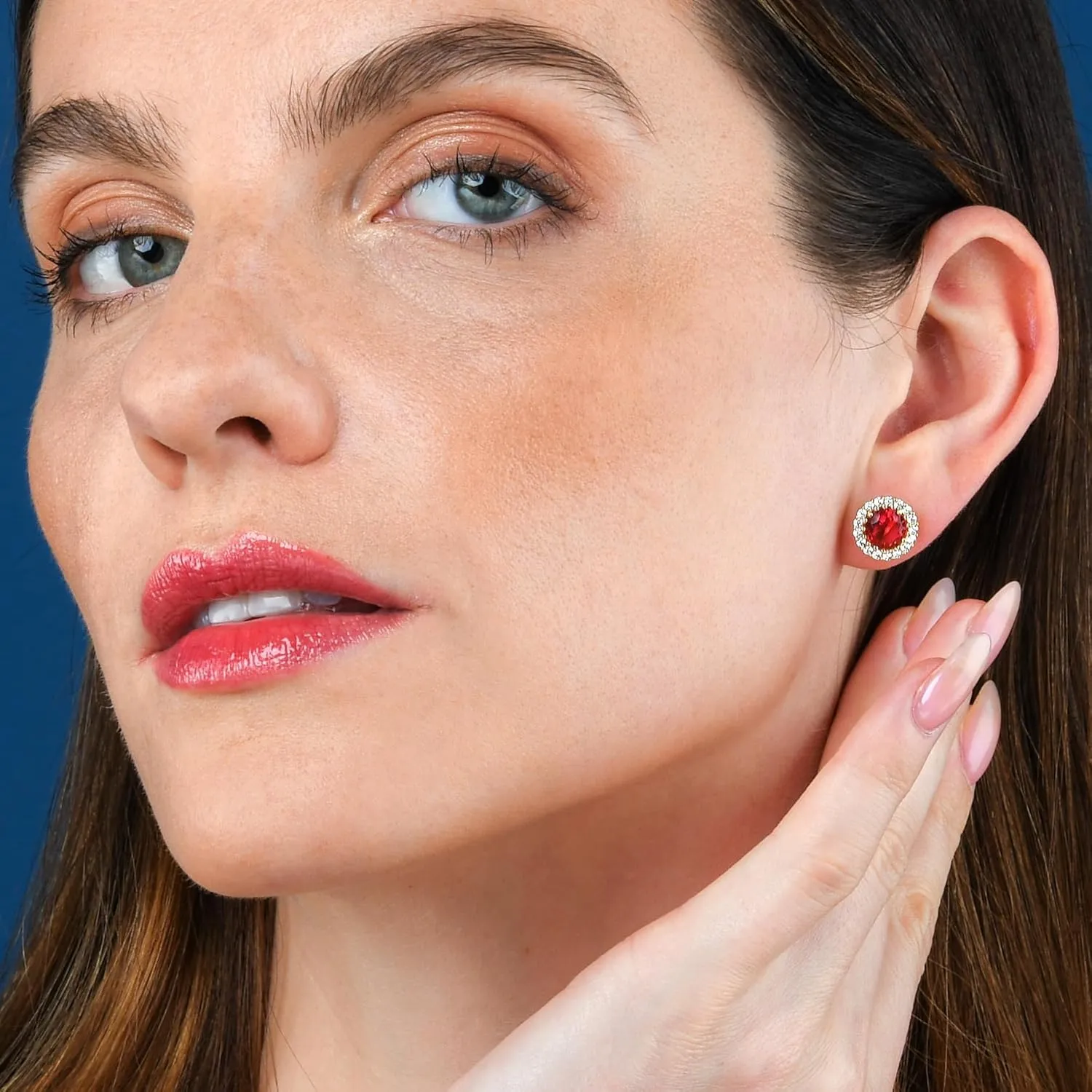 925 Sterling Silver Halo Earrings for Women with White, Green, Blue, or Red Cubic Zirconia Stones, Classic Halo Earrings for Women in Silver, Gold or Rose Gold, Jewelry for Women