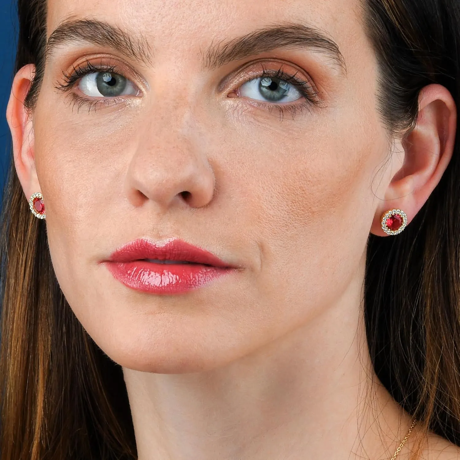 925 Sterling Silver Halo Earrings for Women with White, Green, Blue, or Red Cubic Zirconia Stones, Classic Halo Earrings for Women in Silver, Gold or Rose Gold, Jewelry for Women