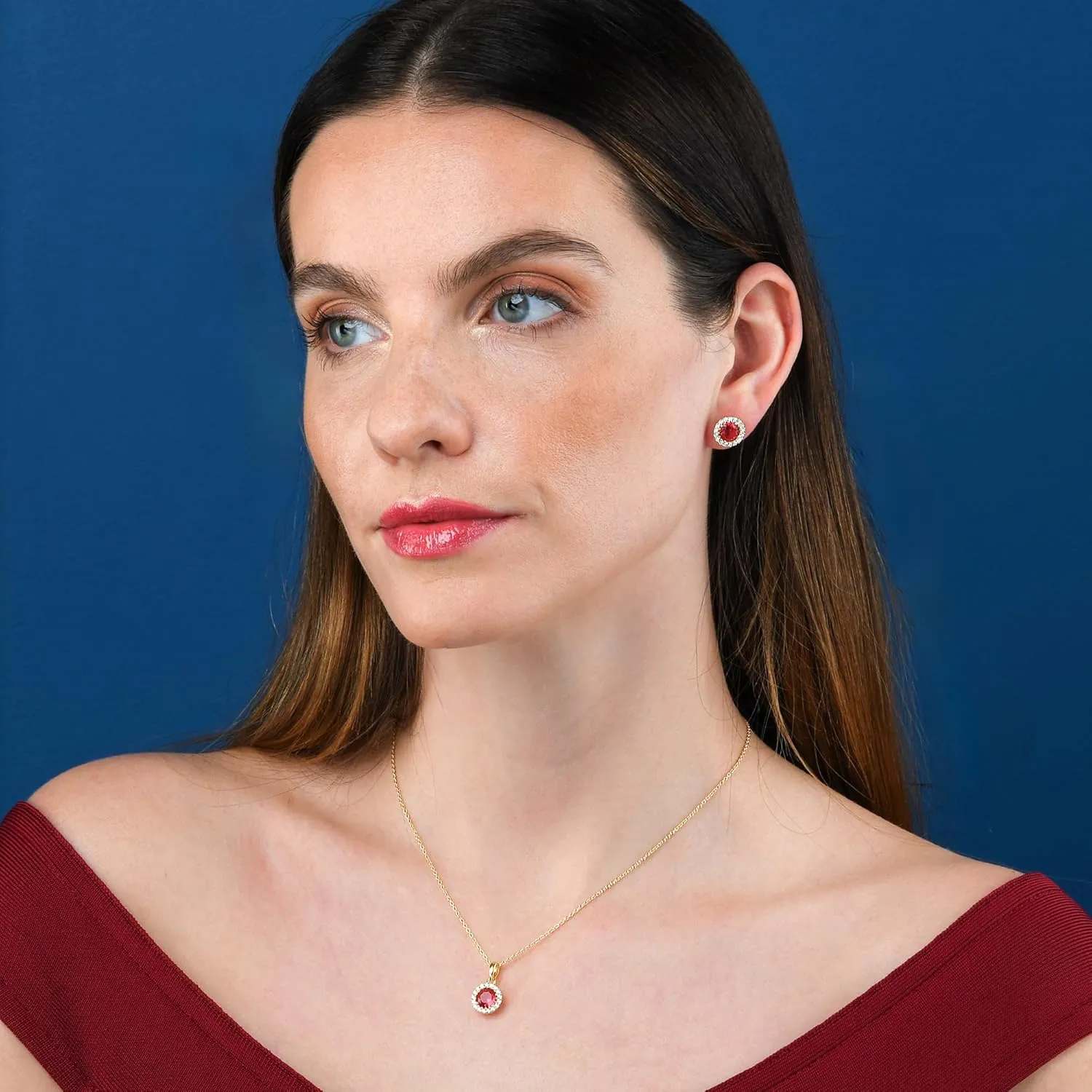 925 Sterling Silver Halo Earrings for Women with White, Green, Blue, or Red Cubic Zirconia Stones, Classic Halo Earrings for Women in Silver, Gold or Rose Gold, Jewelry for Women