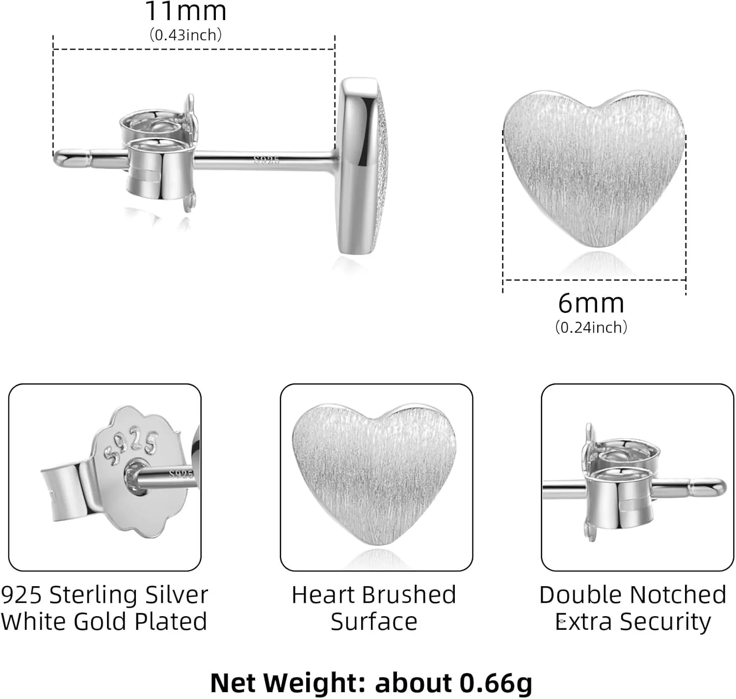 925 Sterling Silver Heart Earrings for Women Black Silver Heart Shaped Earrings 14K Gold Plated Hypoallergenic Cute Dainty Simple Stud Earrings Jewelry Gifts for Mother's Day Christmas