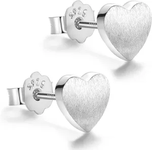 925 Sterling Silver Heart Earrings for Women Black Silver Heart Shaped Earrings 14K Gold Plated Hypoallergenic Cute Dainty Simple Stud Earrings Jewelry Gifts for Mother's Day Christmas