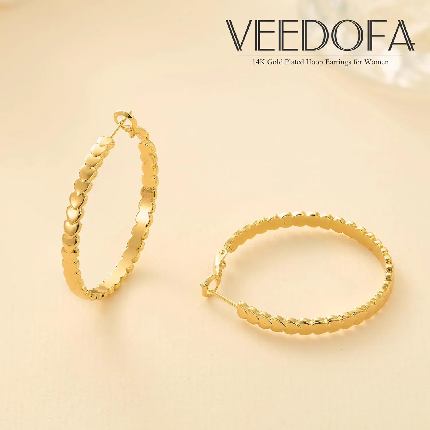 925 Sterling Silver Hoop Earrings for Women - Hypoallergenic Trendy Thick Large Hoops with Gift Box, Lightweight Heart Earrings for Women