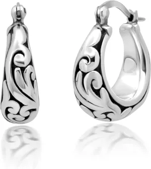 925 Sterling Silver Hoop Earrings for Women | Lightweight Oxidized Chunky Silver Earrings | Hypoallergenic Anti Tarnish Silver Hoop Earrings for Women by MAX   STONE