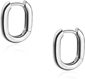 925 Sterling Silver Hoop Earrings, Hypoallergenic Small U Hoop Earrings, Minimalist Huggie Earrings for Women Teen Girls Jewelry Gifts Silver/Gold