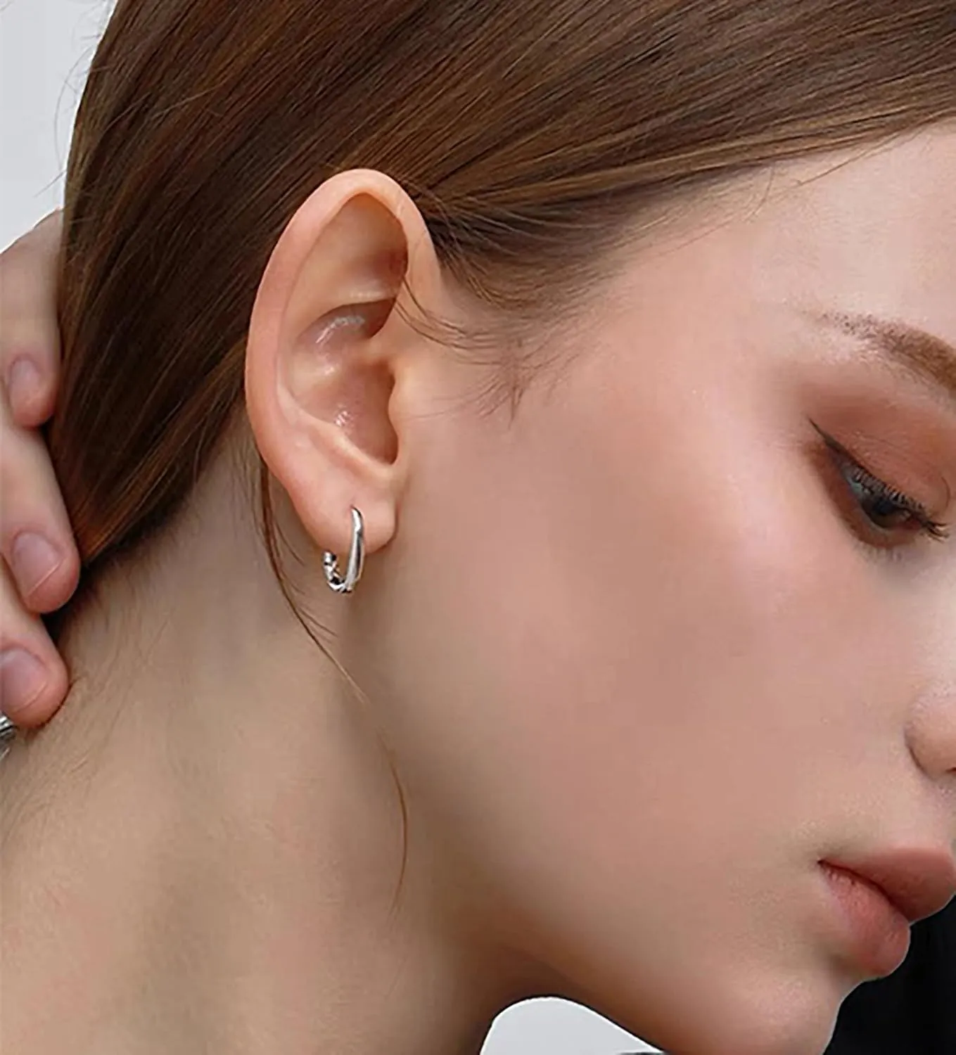 925 Sterling Silver Hoop Earrings, Hypoallergenic Small U Hoop Earrings, Minimalist Huggie Earrings for Women Teen Girls Jewelry Gifts Silver/Gold