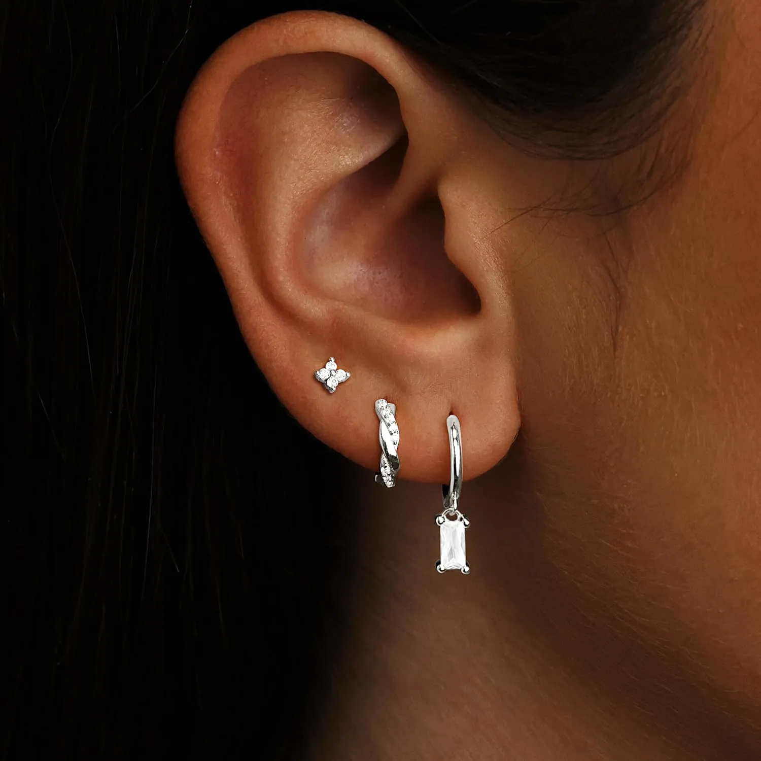 925 Sterling Silver Huggie Hoop Earrings Set for Women, 14K Plated Small Dangle Hoops for Multiple Piercing Hypoallergenic Trendy Jewelry, Stack Dainty Stud Cartilage Earings for Womens Gift