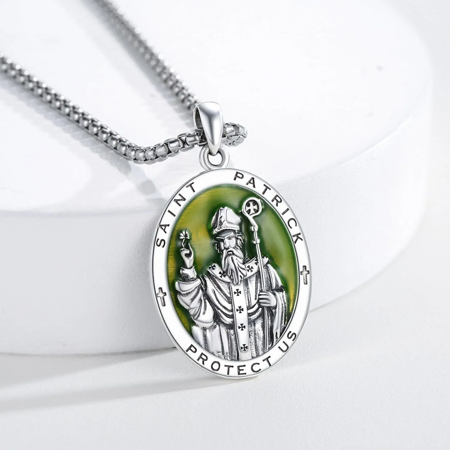 925 Sterling Silver Patron Saint Necklace Archangel Medals St Pendant Amulet Necklaces Protection Jewelry for Men Women with Chain
