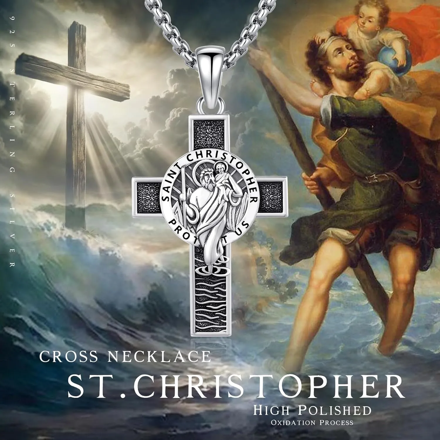 925 Sterling Silver Patron Saint Necklace Archangel Medals St Pendant Amulet Necklaces Protection Jewelry for Men Women with Chain