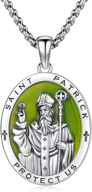 925 Sterling Silver Patron Saint Necklace Archangel Medals St Pendant Amulet Necklaces Protection Jewelry for Men Women with Chain