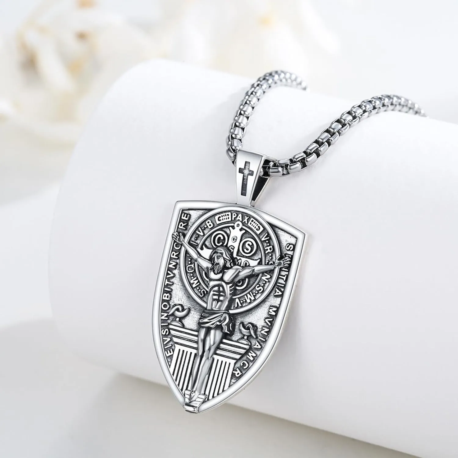 925 Sterling Silver Patron Saint Necklace Archangel Medals St Pendant Amulet Necklaces Protection Jewelry for Men Women with Chain