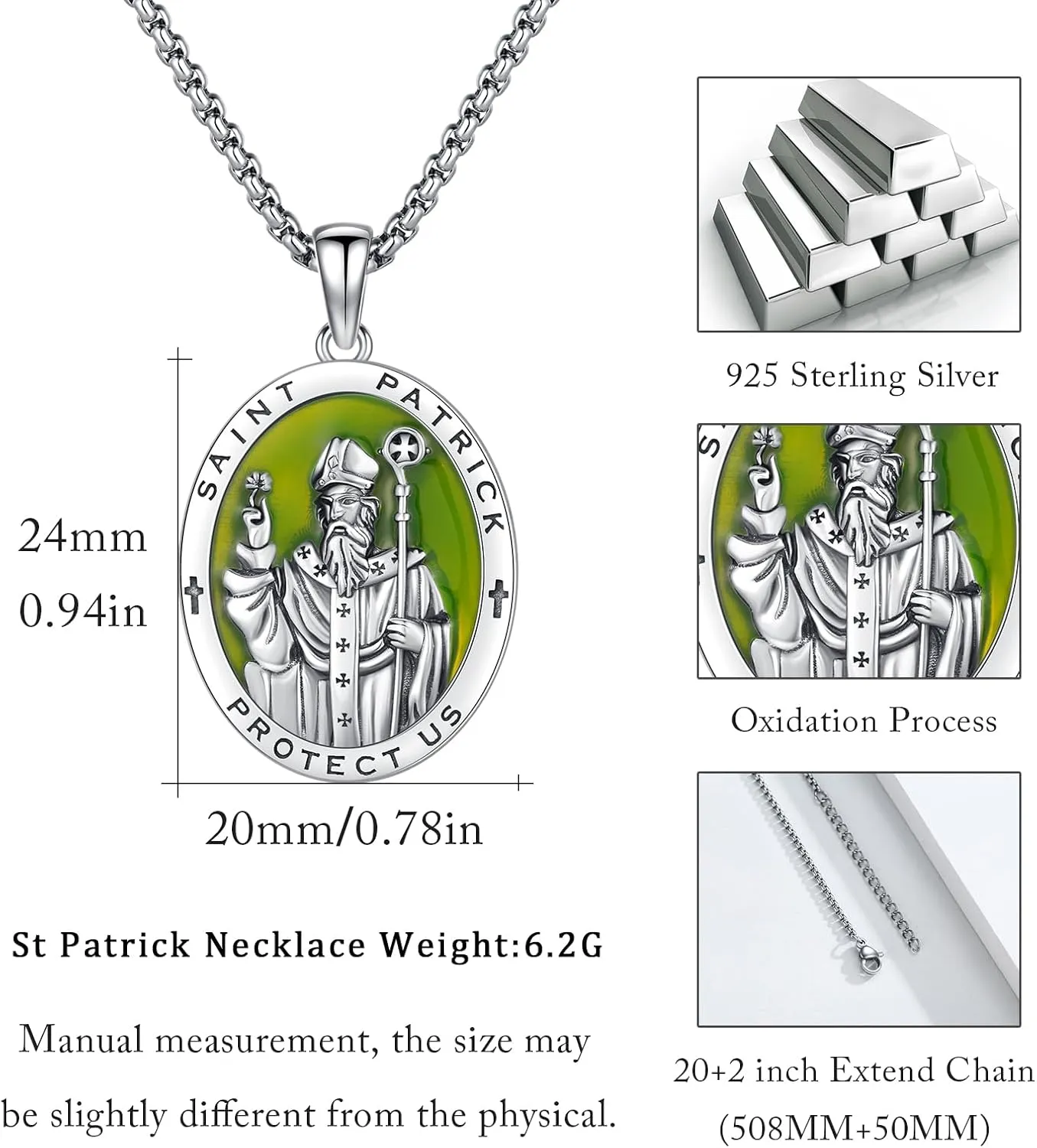 925 Sterling Silver Patron Saint Necklace Archangel Medals St Pendant Amulet Necklaces Protection Jewelry for Men Women with Chain