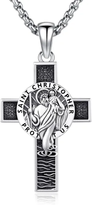 925 Sterling Silver Patron Saint Necklace Archangel Medals St Pendant Amulet Necklaces Protection Jewelry for Men Women with Chain