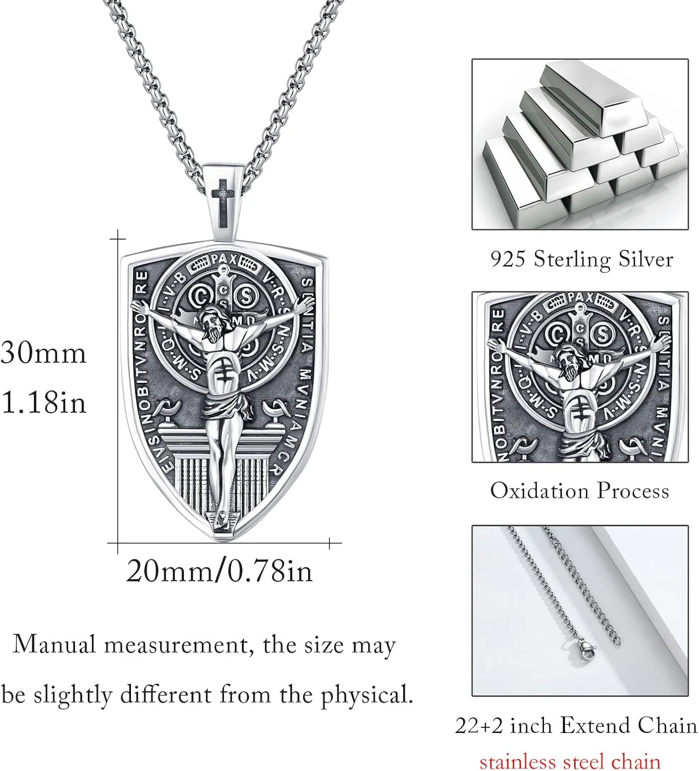 925 Sterling Silver Patron Saint Necklace Archangel Medals St Pendant Amulet Necklaces Protection Jewelry for Men Women with Chain