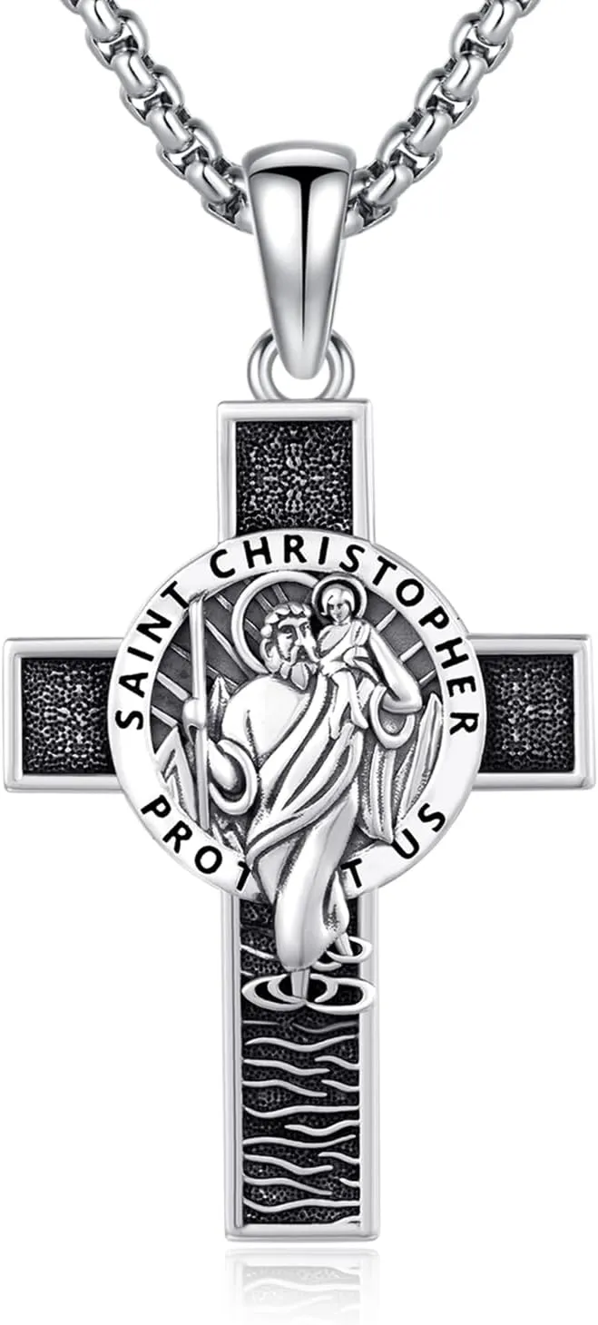 925 Sterling Silver Patron Saint Necklace Archangel Medals St Pendant Amulet Necklaces Protection Jewelry for Men Women with Chain