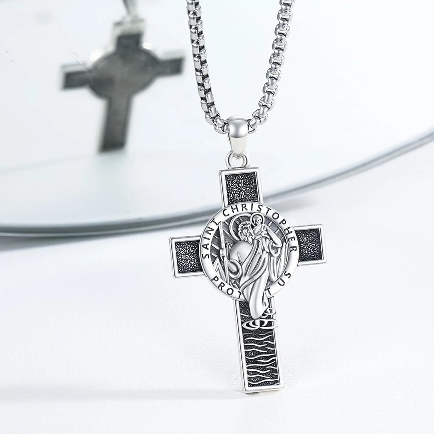 925 Sterling Silver Patron Saint Necklace Archangel Medals St Pendant Amulet Necklaces Protection Jewelry for Men Women with Chain