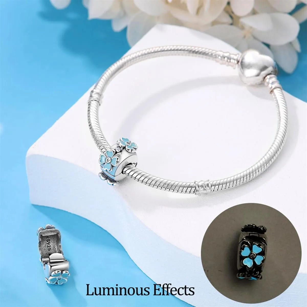 925 Sterling Silver Stopper Clip Charms for Bracelet Necklace Spacer Beads with 5A Cubic Zirconia Mother's Day Christmas DIY Gift for Women(2PCS)