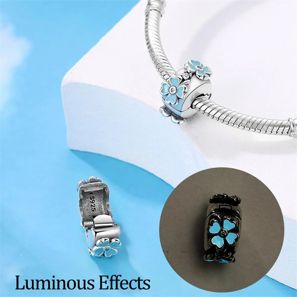925 Sterling Silver Stopper Clip Charms for Bracelet Necklace Spacer Beads with 5A Cubic Zirconia Mother's Day Christmas DIY Gift for Women(2PCS)