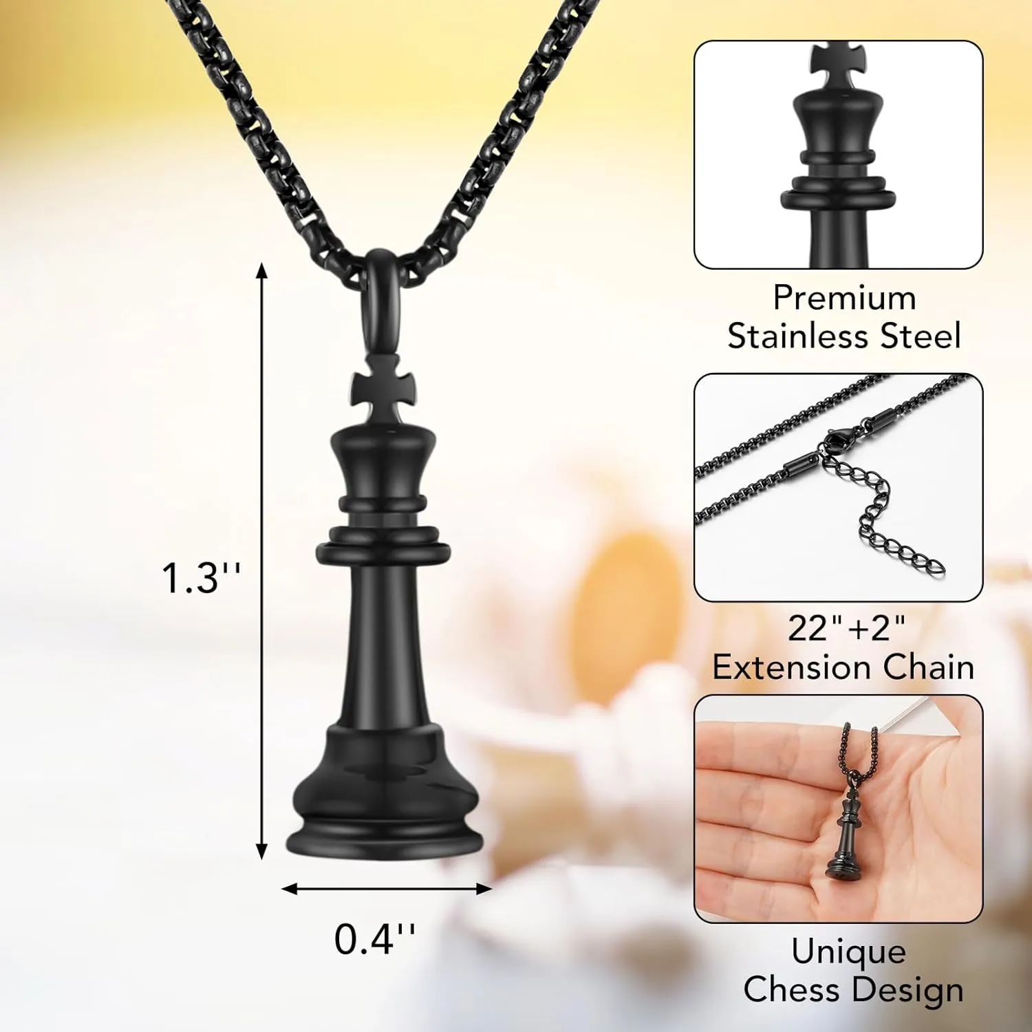abooxiu Urn Necklaces for Ashes Chess Cremation Necklace Keepsakes Necklace Jewelry for Ashes of Loved Ones Cremation Jewelry Pendant for Men Women