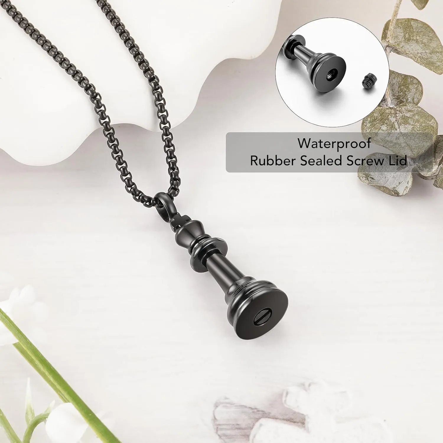 abooxiu Urn Necklaces for Ashes Chess Cremation Necklace Keepsakes Necklace Jewelry for Ashes of Loved Ones Cremation Jewelry Pendant for Men Women