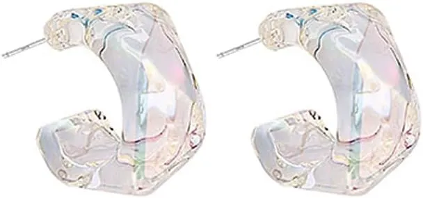 Acrylic Transparent Hoop Earrings Minimalist Resin Earrings Geometric Statement Earrings for Women