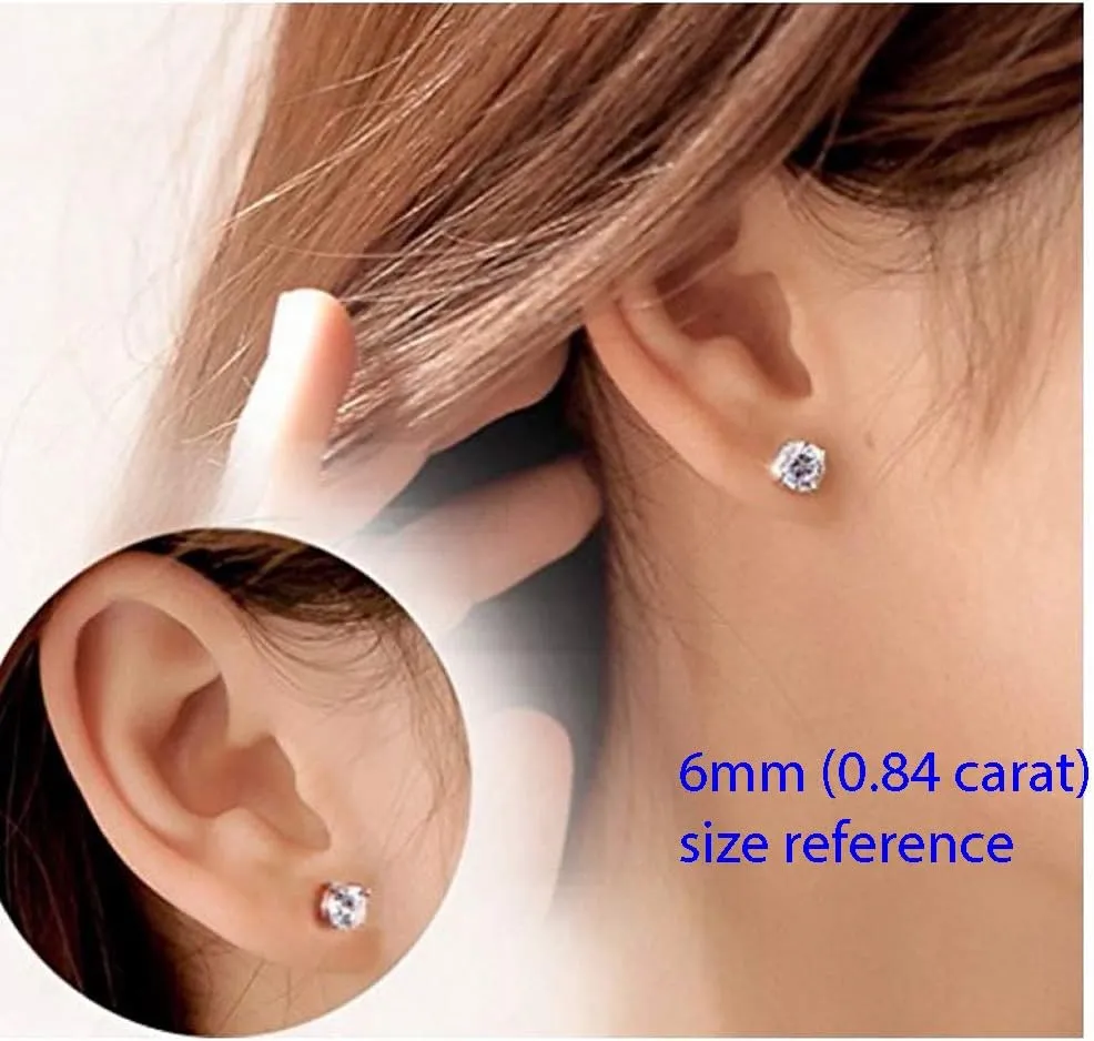 Adabele Authentic Sterling Silver Birthstone Stud Earrings 6mm 8mm Cubic Zirconia Diamond Gemstone Hypoallergenic Nickel Free Tarnish Resistant Women Fine Jewelry