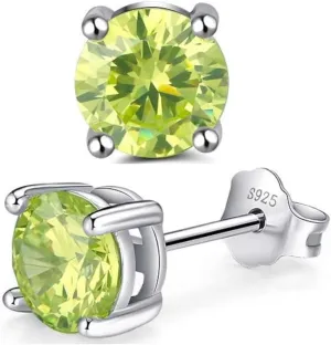 Adabele Authentic Sterling Silver Birthstone Stud Earrings 6mm/0.84 Carat Cubic Zirconia Diamond Gemstone Hypoallergenic Nickel Free Tarnish Resistant Women Men Fine Jewelry