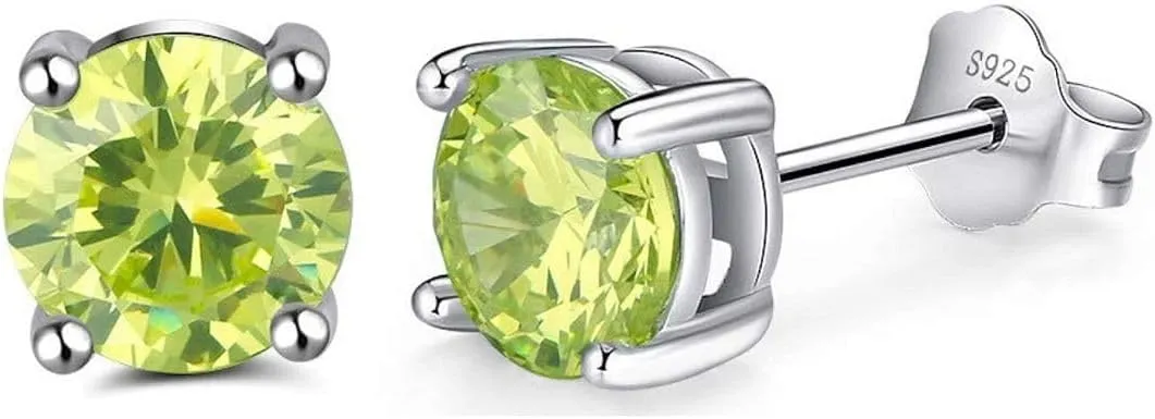 Adabele Authentic Sterling Silver Birthstone Stud Earrings 6mm/0.84 Carat Cubic Zirconia Diamond Gemstone Hypoallergenic Nickel Free Tarnish Resistant Women Men Fine Jewelry