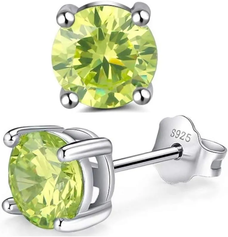 Adabele Authentic Sterling Silver Birthstone Stud Earrings 6mm/0.84 Carat Cubic Zirconia Diamond Gemstone Hypoallergenic Nickel Free Tarnish Resistant Women Men Fine Jewelry