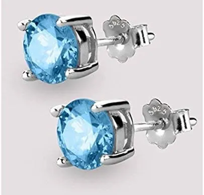 Adabele Authentic Sterling Silver Birthstone Stud Earrings 6mm/0.84 Carat Cubic Zirconia Diamond Gemstone Hypoallergenic Nickel Free Tarnish Resistant Women Men Fine Jewelry
