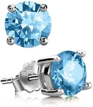 Adabele Authentic Sterling Silver Birthstone Stud Earrings 6mm/0.84 Carat Cubic Zirconia Diamond Gemstone Hypoallergenic Nickel Free Tarnish Resistant Women Men Fine Jewelry