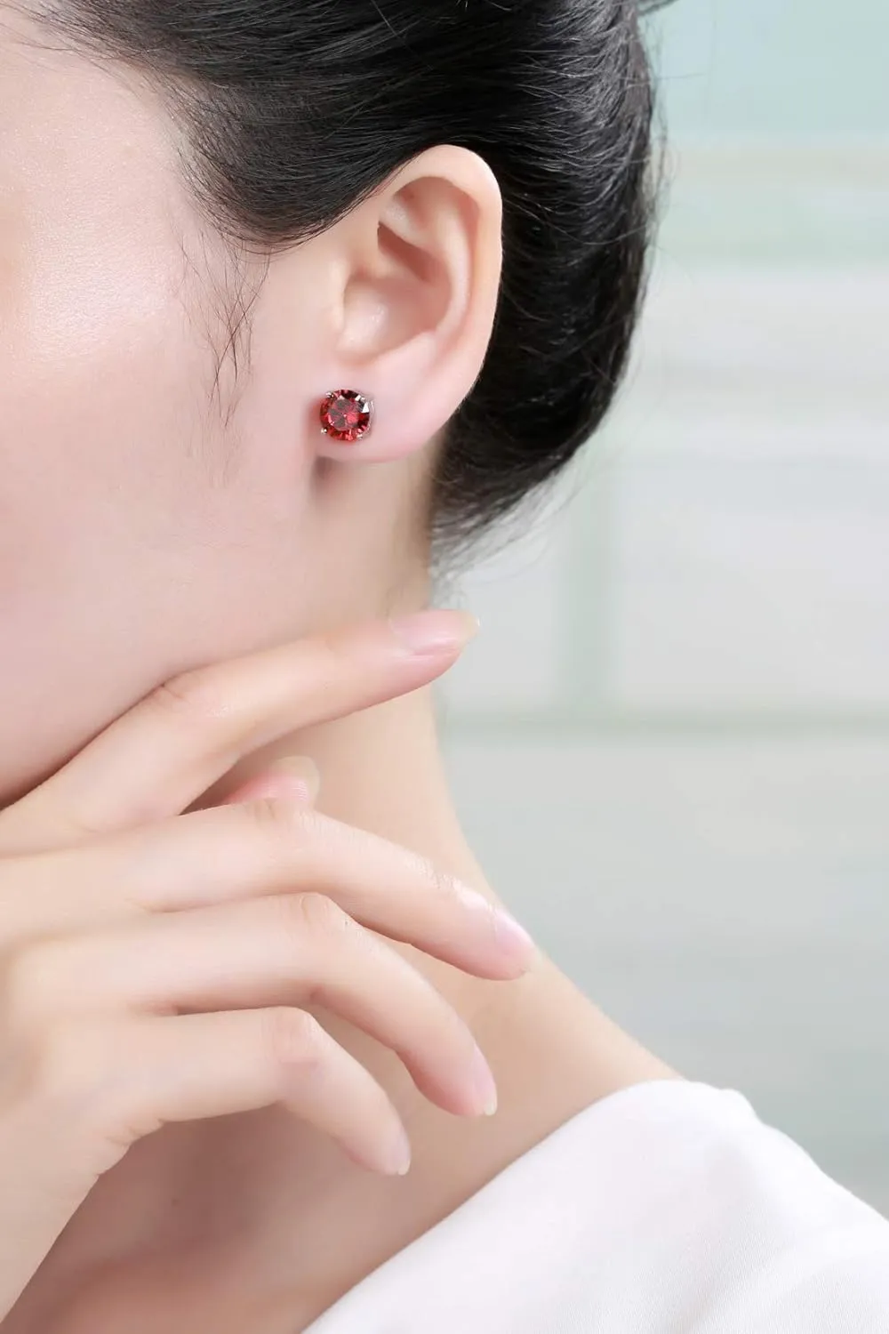 Adabele Authentic Sterling Silver Birthstone Stud Earrings 8mm/2 Carat Cubic Zirconia Diamond Gemstone Hypoallergenic Nickel Free Tarnish Resistant Women Men Fine Jewelry