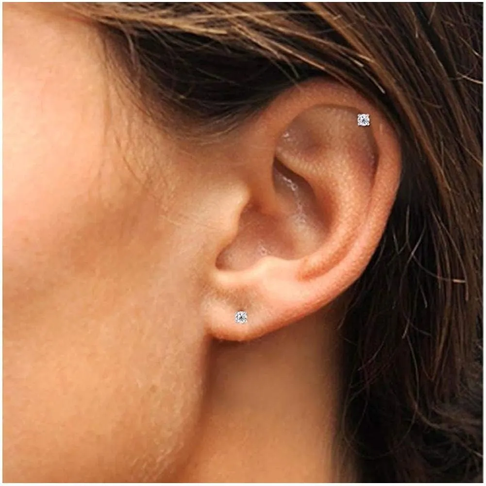 Adabele Authentic Sterling Silver Cubic Zirconia Diamond Gemstone Stud Earrings April Birthstone Hypoallergenic Nickel Free Tarnish Resistant Women Birthday Fine Jewelry