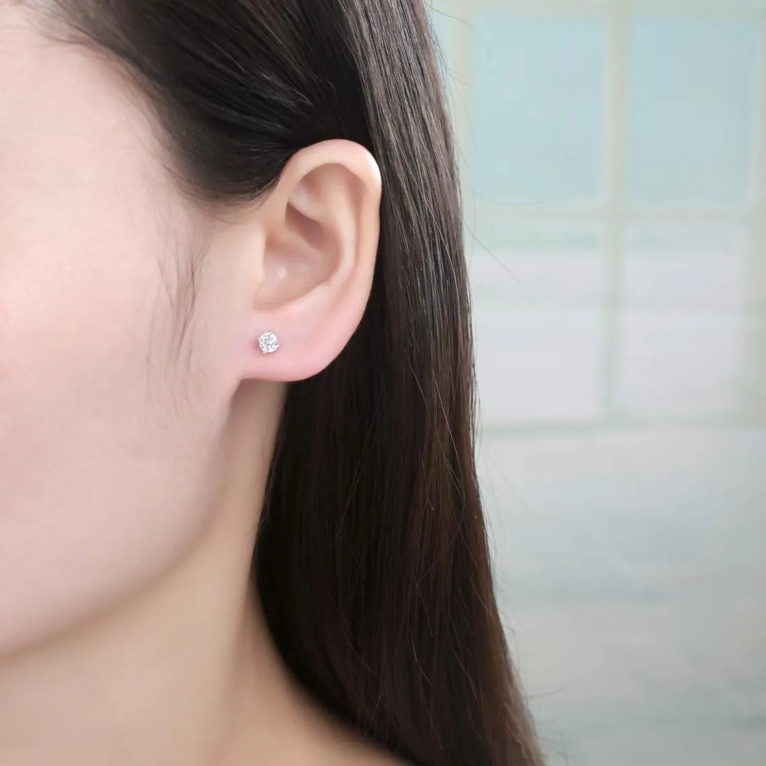 Adabele Authentic Sterling Silver Cubic Zirconia Diamond Gemstone Stud Earrings April Birthstone Hypoallergenic Nickel Free Tarnish Resistant Women Birthday Fine Jewelry