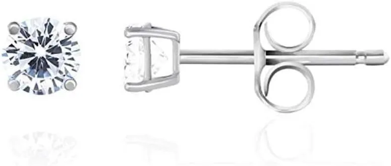 Adabele Authentic Sterling Silver Cubic Zirconia Diamond Gemstone Stud Earrings April Birthstone Hypoallergenic Nickel Free Tarnish Resistant Women Birthday Fine Jewelry
