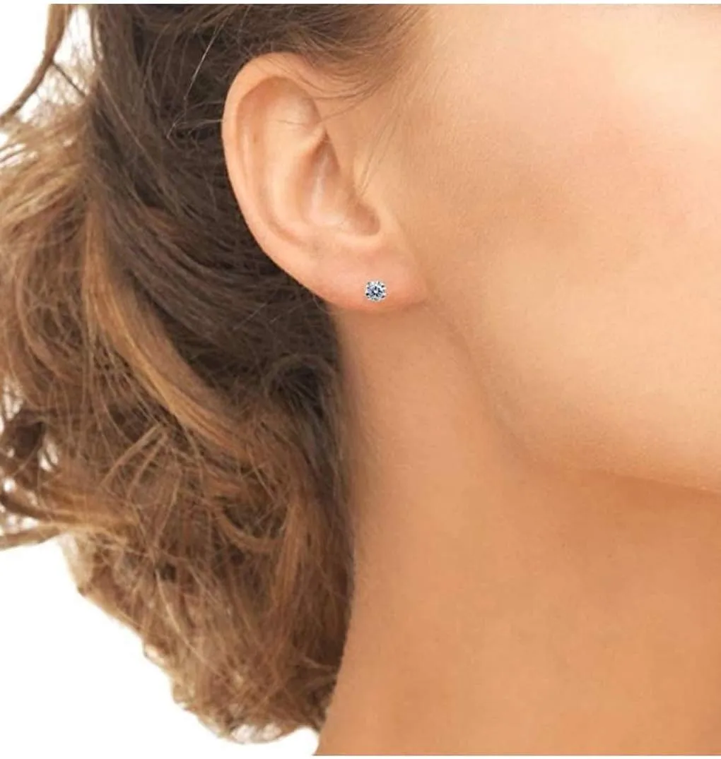 Adabele Authentic Sterling Silver Cubic Zirconia Diamond Gemstone Stud Earrings April Birthstone Hypoallergenic Nickel Free Tarnish Resistant Women Birthday Fine Jewelry