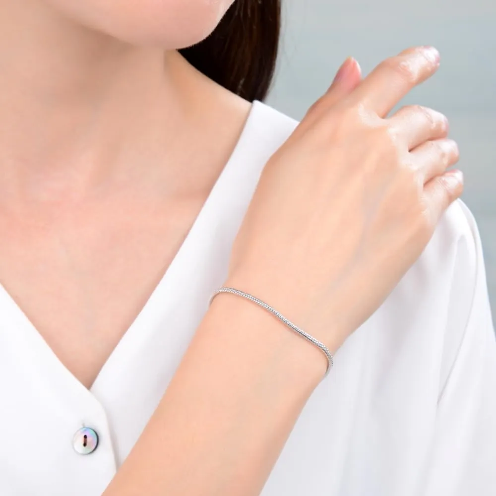 Adabele Solid Sterling Silver 18K White Gold 1mm 1.5mm 2mm Snake Chain Bracelet 7 7.5 8 Inch Tarnish Resistant Hypoallergenic Nickel Free Women Jewelry