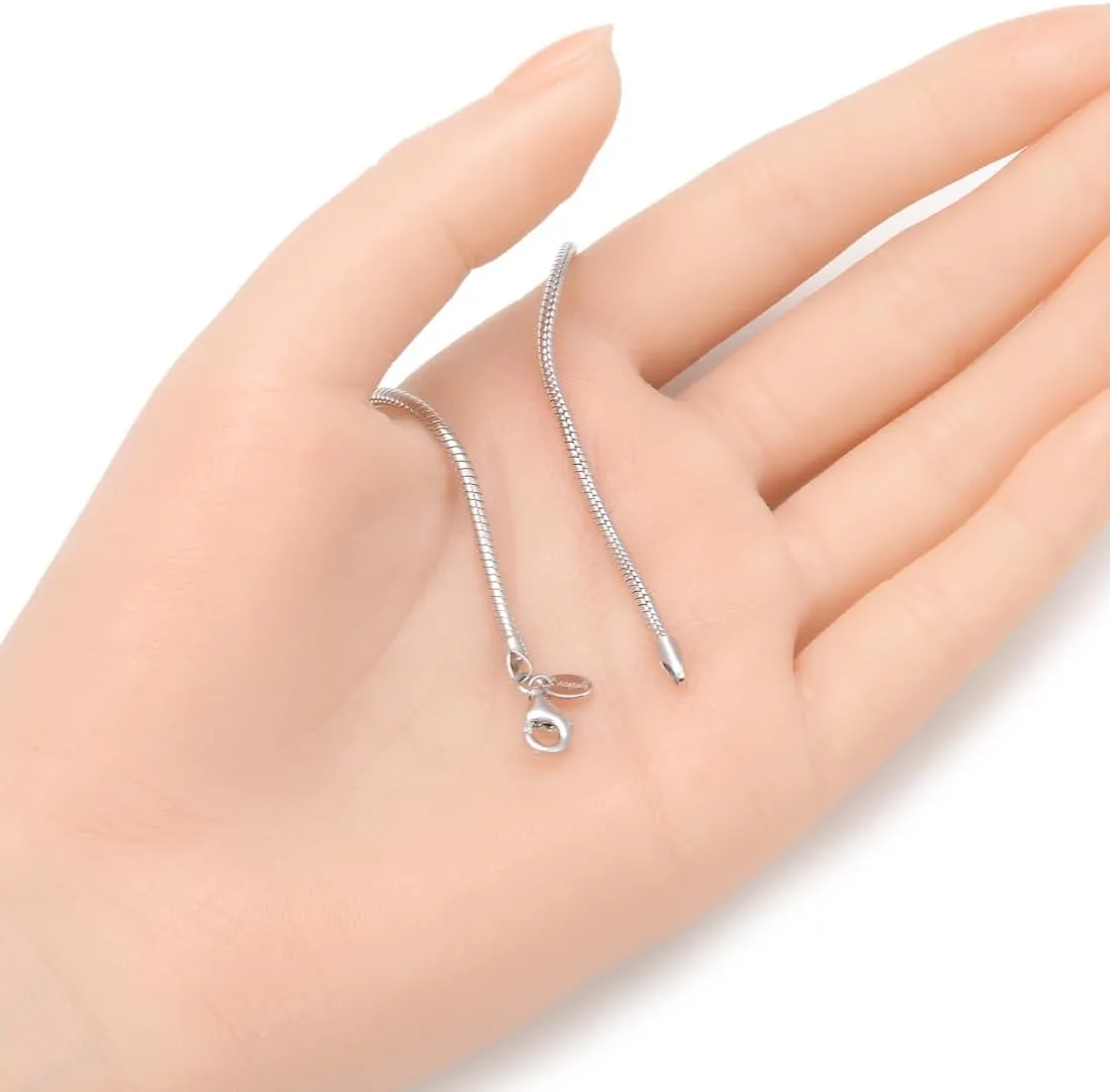 Adabele Solid Sterling Silver 18K White Gold 1mm 1.5mm 2mm Snake Chain Bracelet 7 7.5 8 Inch Tarnish Resistant Hypoallergenic Nickel Free Women Jewelry