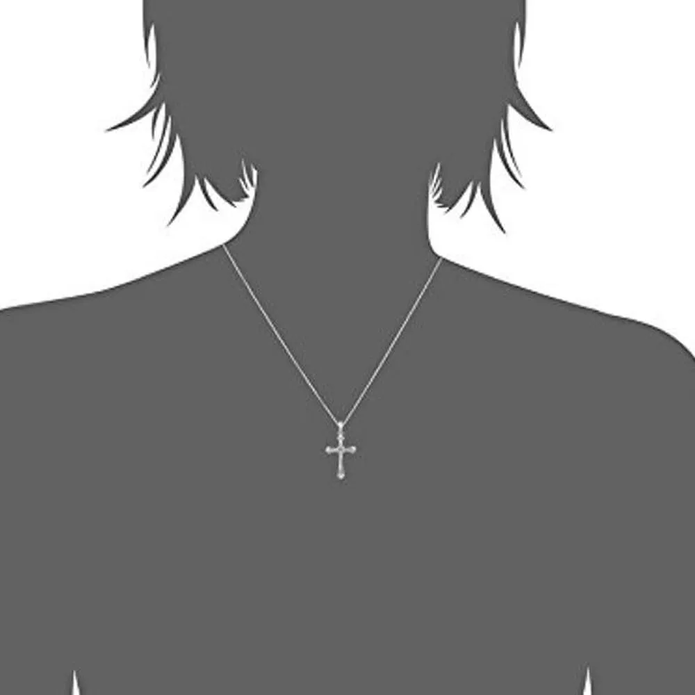 Adabele Solid Sterling Silver Small Tiny Cross Sign Pendant Faith Necklace Dainty Cubic Zirconia Diamond Gemstone Thin Chain Women Jewelry Hypoallergenic Nickel Free