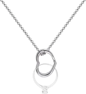 Adjustable Ring Holder Necklaces for Mom, Cute Heart Stainless Steel Wedding Engagement Ring Chain for Women Men