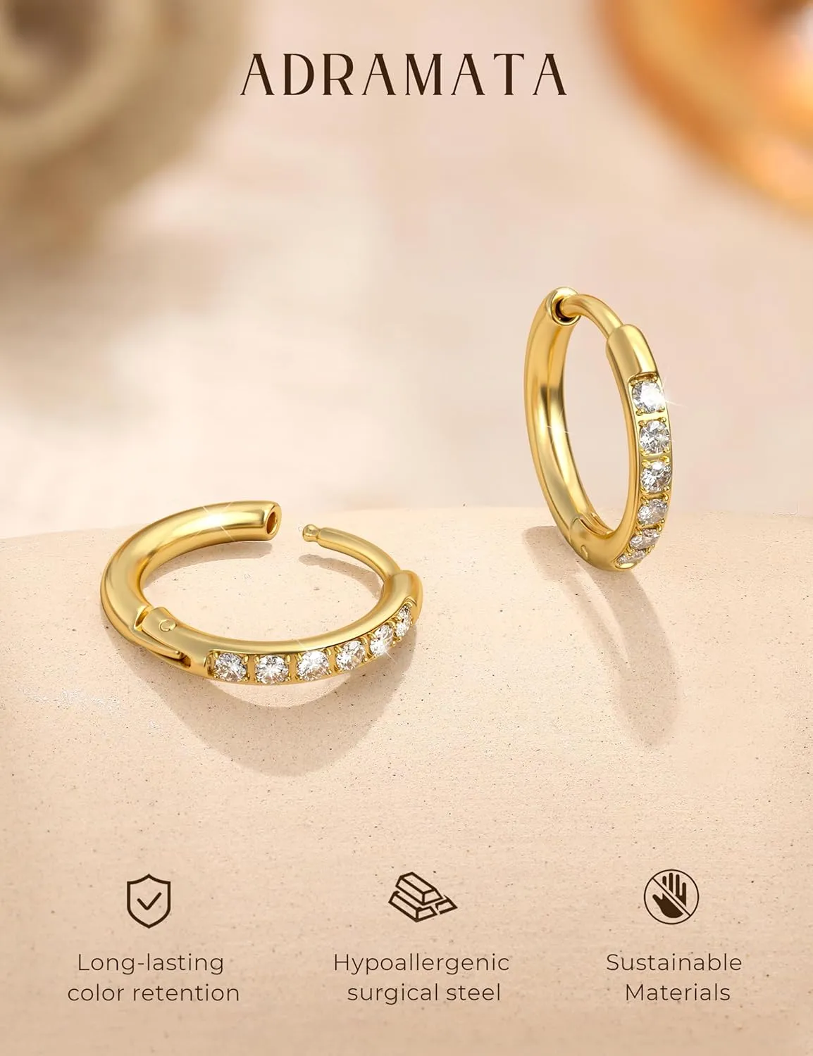 ADRAMATA Hypoallergenic Surgical Steel Earrings for Sensitive Ears 20G Flat Back Earrings for Women Small 316L Stainless Steel Flatback Stud Hoop Cartialge Earring Stacks | Helix Conch Tragus Piercing Jewelry