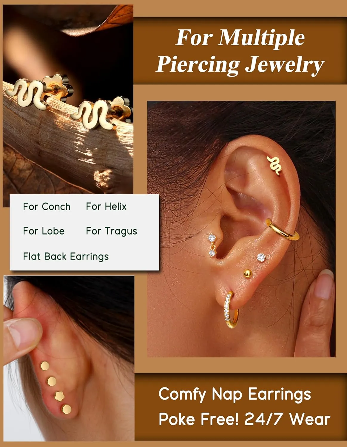 ADRAMATA Hypoallergenic Surgical Steel Earrings for Sensitive Ears 20G Flat Back Earrings for Women Small 316L Stainless Steel Flatback Stud Hoop Cartialge Earring Stacks | Helix Conch Tragus Piercing Jewelry
