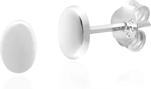 AeraVida Minimalist Shiny Oval Shaped .925 Sterling Silver Post Stud Earrings | Oval Shaped Sterling Silver Stud Earrings