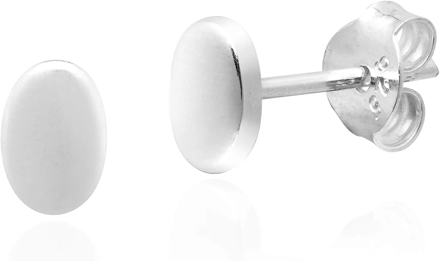 AeraVida Minimalist Shiny Oval Shaped .925 Sterling Silver Post Stud Earrings | Oval Shaped Sterling Silver Stud Earrings