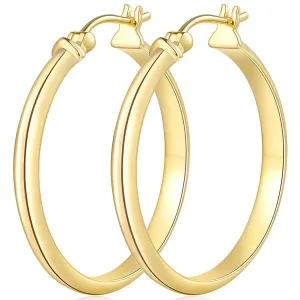 Al&Tiffy Gold Hoop Earrings 14K Gold Big Hoop earrings Minimalist Bulging Earrings for Women Jewelry 30 mm
