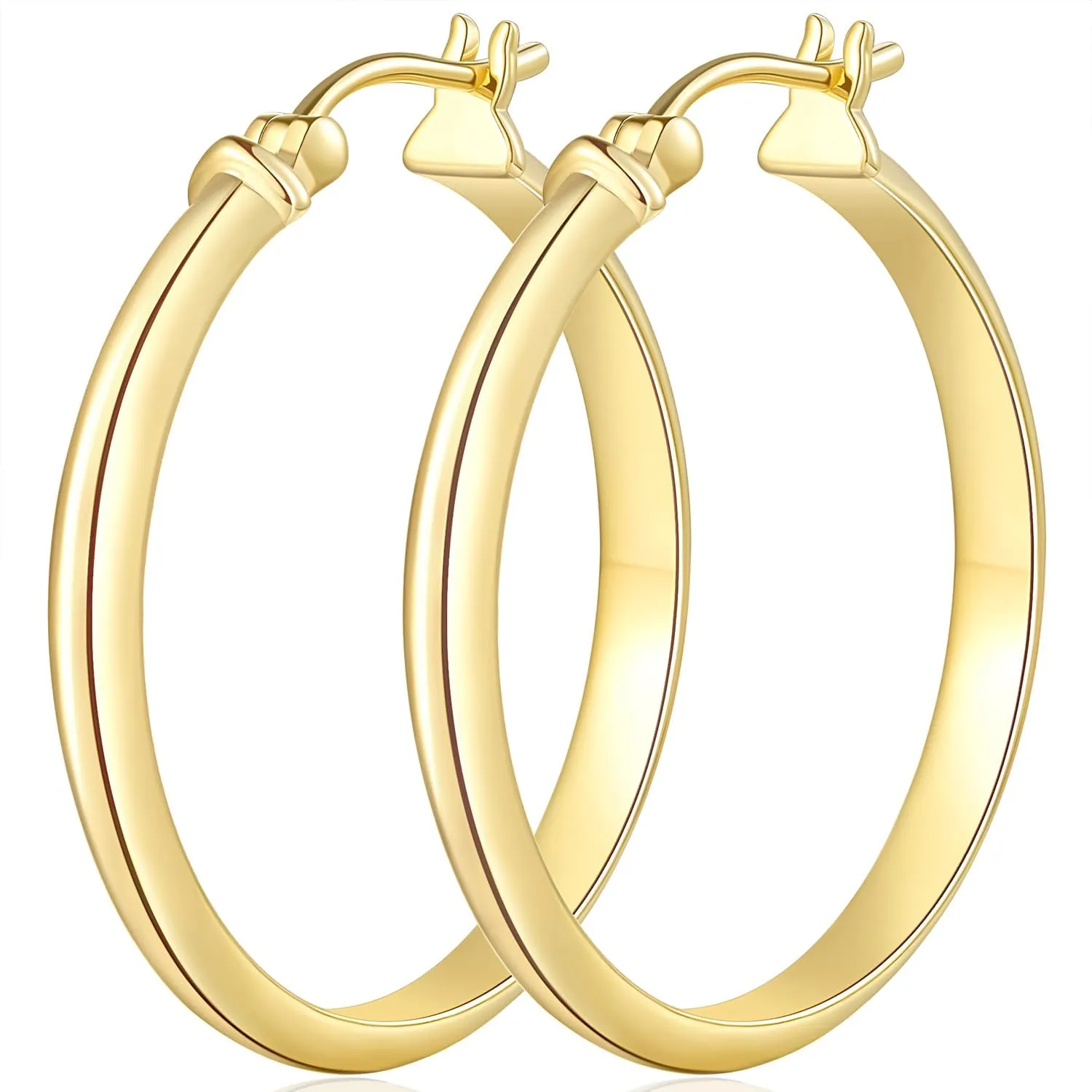 Al&Tiffy Gold Hoop Earrings 14K Gold Big Hoop earrings Minimalist Bulging Earrings for Women Jewelry 30 mm
