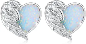 Angel Wings Studs Earrings Hypoallergenic Earrings Synthetic Opal Star Stud Earrings Tiny Small Earrings Gifts for Women Earrings Sterling Silver Minimalist Jewelry